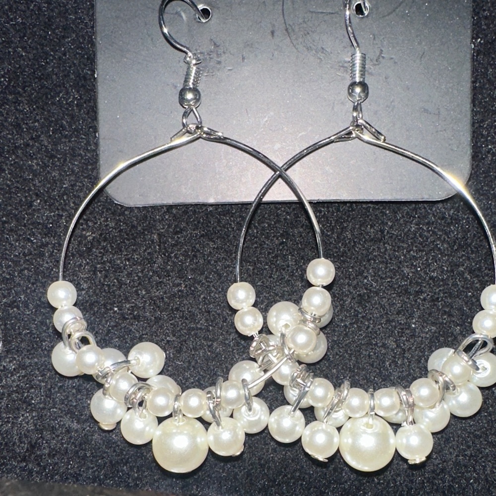 Elegant Silver and Pearl Hoop Earrings